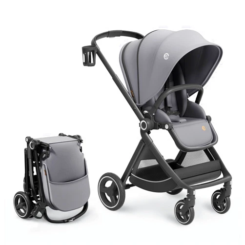 ELITTLE Reversible Baby Stroller, ELITTLE EMU Full-Size Toddler Stroller, Full Recline Cockpit Compact Stroller, 0-36 Months Newborn Infant Stroller, All-Terrain Stroller for City, Outdoor (Gray)