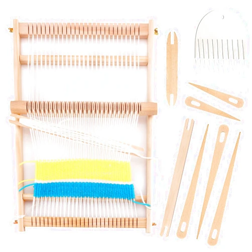 CYCHIRV Weaving Loom Kit For Adults, Rug Loom Frame Knitting Craft, Art Wooden Girls Kids Beginner Crochet