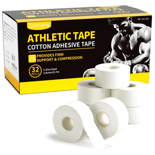 Dimora Athletic Tape | White Sports Tape (32 Pack) | Strong, Easy Tear, No Sticky Residue | Ideal for Athletes, Trainers, First Aid, Gymnastics, Boxing, Lacrosse, Hockey (1.5 in x 45 ft Each)