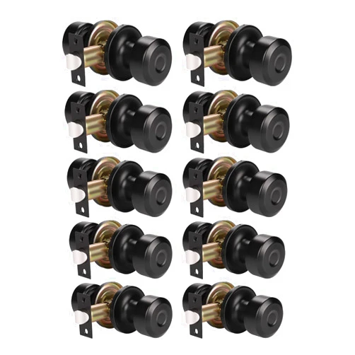 KNOBWELL 10 Pack Matte Black Passage Door Knob Set Interior Door Knobs, Closet Door Knobs, Hallway/Closet Door Knob Indoor Door knob