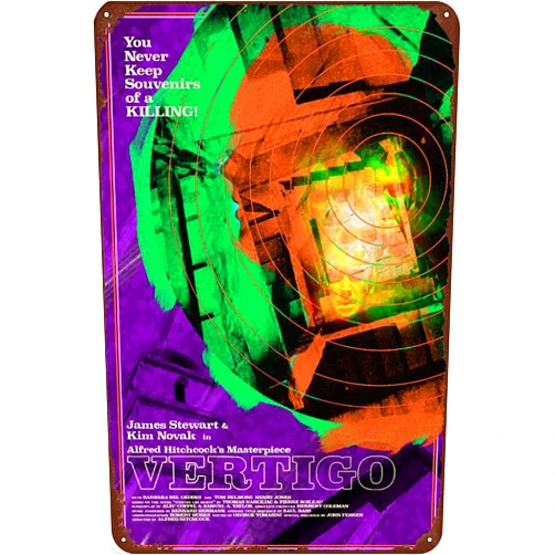 TINSAEGE Metal Tin Sign Vertigo | Decorative Signs and Plaques for Your Home Bar, Club, or Wall Decor - 8 x 12 inches