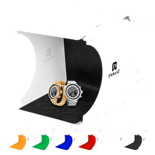 Qulable Photo Studio Box, Mini Photo Shooting Tent Kit, Foldable Photography Lighting Softbox with 6 Colors Photography Backdrops for Advertising Photography Lighting Tool (20 cm Light Box)