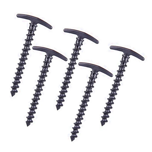 OWNLAN 5PCS Tents Stakes 5.7 Inch Spiral Ground Anchor Lightweight Tent Pegs for Canopies Tarps Camping Backpaking Landscaping Securing Dogs Pets Outdoor Black