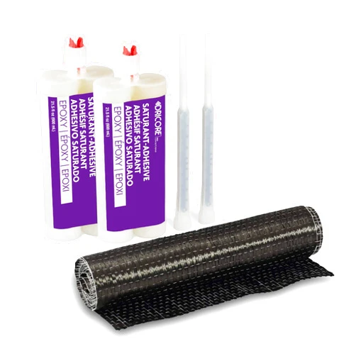 DRICORE PRO Concrete Repair Crack Repair Kit (Unidirectional, Vertical) | Best All in One Set with Ten Foot Carbon Fiber for Repairing Cracking in Foundations, Walls, Basements, Cement Structures