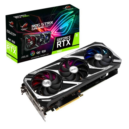 ASUS ROG STRIX NVIDIA GeForce RTX 3060 OC Edition Gaming Graphics Card (PCIe 4.0, 12GB GDDR6, HDMI 2.1, DisplayPort 1.4a, Axial-tech Fan Design, 2.7-slot, Super Alloy Power II, GPU Tweak II)