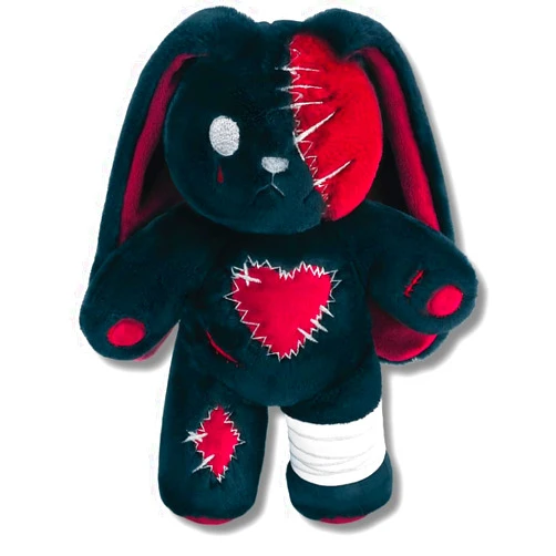 PHITECUS Scary Goth Bunny Plush-Creepy Emo Rabbit Stuffed Animal-Horror Plushie Animal