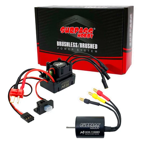 Maklavel 2430 7200KV Brushless Motor with 35A ESC Combo, Surpass Hobby Waterproof Sensorless Motor and Electric Speed Controller Set for Traxxas 1/18 1/16 1/14 RC Car Trucks