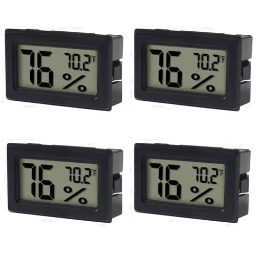 DWEII 4 Pack Mini Hygrometer Thermometer Digital Electronic Temperature Humidity Meters Gauge Indoor Humidity Monitor LCD Display Fahrenheit (℉) for Greenhouse,Garden,Cellar,Closet,Humidors