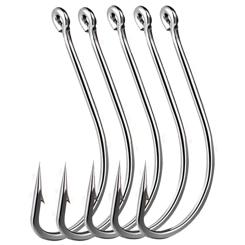 Dyxssm 150pcs/lot Forged Long Shanked Fishing Hooks Stainless Steel Fishing Hook for Saltwater Freshwater, Circle Octopus Fishing Hooks