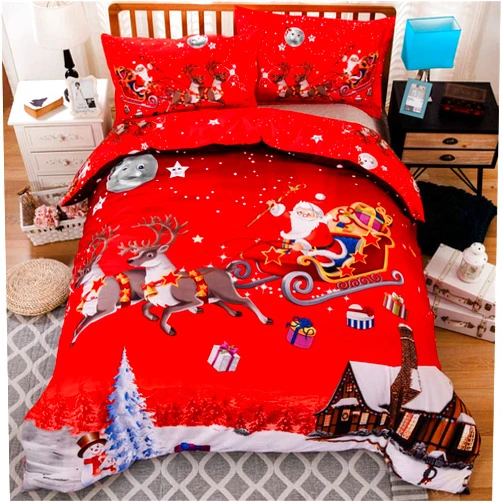 Shamdon Home Collection Christmas Duvet Cover, Bedding Set with Santa Claus Pattern HD Printed, Comforter Cover-Luxury Super Soft Microfiber,King