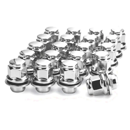 Glorider M12x1.5 Toyota Lug Nuts, 20pcs Chrome OEM Factory Style Mag Seat Lug Nuts with Washer, Compatible with Toyota Camry Tacoma Highlander Prius Sienna Corolla Prius Lexus GS460 CT200 and More