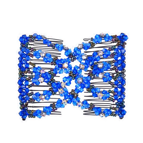 Lovef Jewelry Lovef Magic Beads Easy Combs Double Stretching Combs Clips, perfect for Easy Ponytails, UpDos and Twists, Thick and Thin Hair, New Hair Accessory for Popular Hairstyles (Blue)