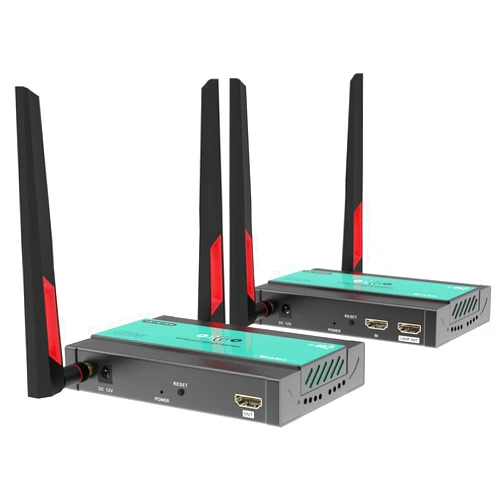 Mirabox Wireless HDMI Transmitter and Receiver Extender 1x4-1080P@60Hz 200m(656Ft) 5.8GHz Wireless Audio Video Extender Kit with IR and HDMI Loop-Out for TV,DSLR Camera,Projector,DVR,Laptop,PS5,Switch