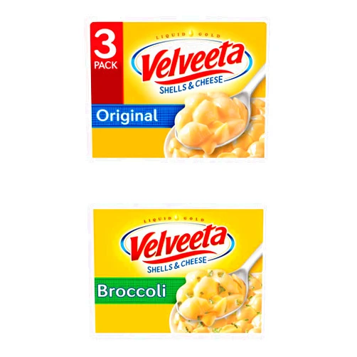 Velveeta Bundle With Velveeta Original Shells And Cheese Dinner (12 Oz Boxes, Pack Of 3) And Velveeta Rotini And Cheese With Broccoli Meal (9.4 Oz Box)