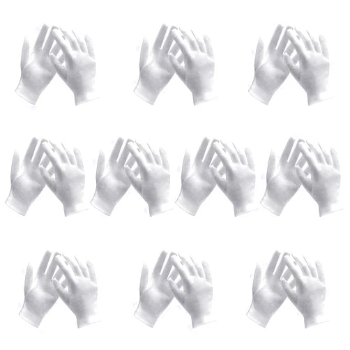 ENPOINT 10 Pairs Archival Photo Gloves, White Work Gloves for Handling Art Working Photography Womens Cloth Gloves Liners Bulk for Handling Jewelry, Film, Photo, Coin Metal Inspection Men & Women