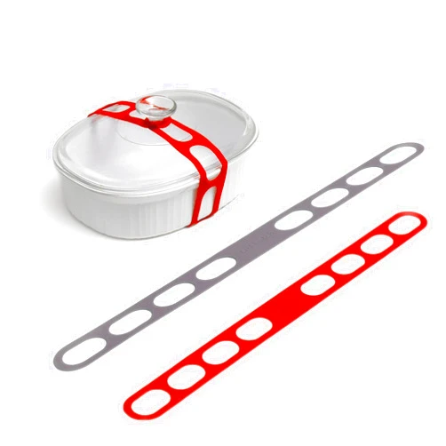 Mella Lid Latch the reusable universal lid securing strap for crockpots, casserole dishes, pots, pans and more. Make it easy to transport your favorite dishes with one simple strap.