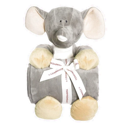Teddykompaniet Båstad Teddykompaniet Diinglisar Adorable Stuffed Animal Lovely Realistic Large Wild Elephant & Soft Blanket Set Plush Sleep Toys Birthday Gift for Baby Child Toddler