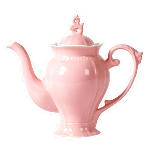 PULCHRITUDIE Fine Porcelain Pink English Teapot, Coffee Pot, Victoria Style, Light Weight, 37 Oz