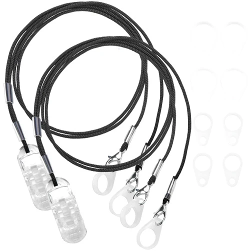 MEDca Hearing Aid Clips - Protective Holder with Anti Lost Lanyard Cord - Rope with Loops and Clip and Security Clip Ideal for Behind The Ear Hearing Aids and Personal Sound Amplifiers, (Pack of 2)