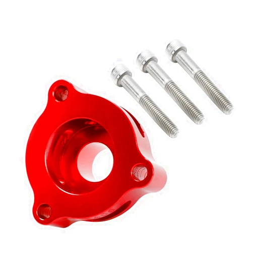 WIKIBB Blow Off Valve Adapter BOV Adapter Compatible with Ford Fiesta/Mustang/Fusion/Edge/Escape/Transit/Bronco 1.5 1.6 2.0 2.3 2.7L More Models, Fit for EcoBoost Turbo - CNC Billet Aluminum Red