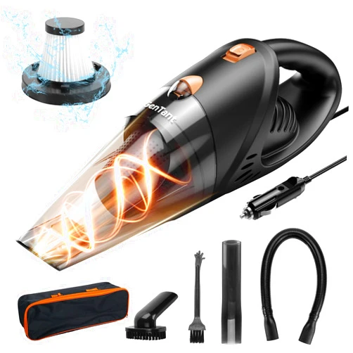 GenTant Car Vacuum Cleaner, Portable Handheld Car Vacuum Cleaner with 7000PA Suction, DC 12V Power 16.4 Ft Cord Wired Vacuum Cleaner, 0.5L Capacity, Lightweight, Storage Bag