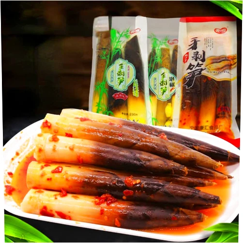 Wa sai luo Instant hand peeled bamboo shoots 230g/500g/pack，Pickled pepper Crispy Bamboo shoots,spicy chinese snack,fresh mountain pepper bamboo shoots,spicy strips (Pickled pepper flavor230g/pack,2 pack)