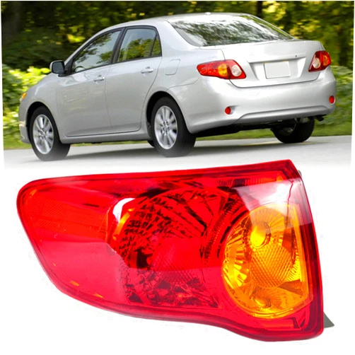 Silscvtt Driver Side Outer Rear Brake Tail Light Assembly Replacement for 2009 2010 Toyota Corolla Red Lens Left Tail Lamp 8156002460 TO2800175