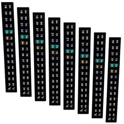 Jxiwfvl 8 Pieces Horizontal Stick on Thermometer Strip, Stick on Aquarium Thermometer Horizontal Digital Temperature Display for Fermenting, Brewing, Terrarium, Wine 64-93°f (18-34°c)