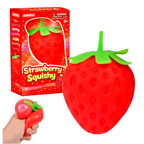 ANYKU Carrot Squishy, Squishy Strawberry Dragon Fruit Realistic Model Giant Carrot Stress Relief Toy Moldable Slow Rise Relaxing Sensory Fidget Stress Ball for Easter Basket Stuffers Gifts(Strawberry)