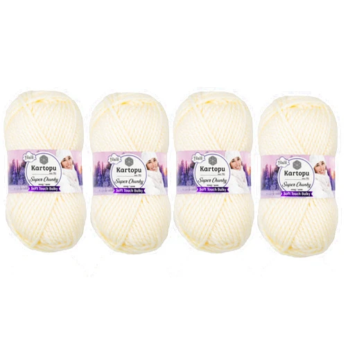 Kartopu Super Chunky,Wool Knitting Rope,(4Balls) Each Skein(Ball) 3.53 Oz (100g),Thick Winter Knitting Yarn (Cream 34)