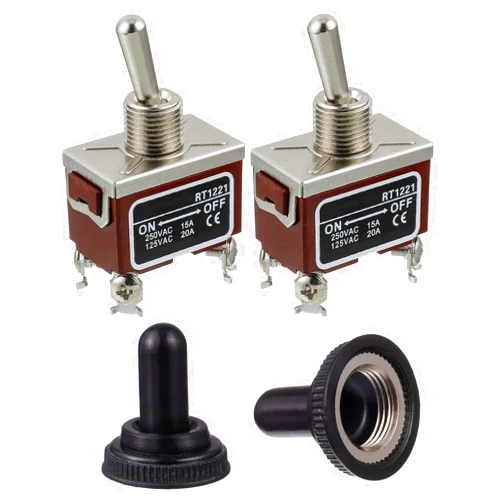 BOJACK RT1221 Toggle Switch 125V 20A 250V 15A DPST ON - Off 4 Terminal pin Rocker Switch with Metal Waterproof Cap (Pack of 2 pcs)