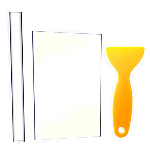 Gooswexmzl Acrylic Clay Roller with Acrylic Sheet Backing Board Assisted Shovel Rubber Clay Tools/Moulds Acrylic Ultra-Light Clay Hand-Made DIY Tool Materials 3+ Years Old