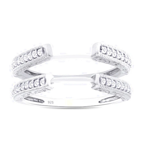 AFFY Engagement Wedding Ring for Women, Cathedral Ring Guard Enhancer With Lab Grown Diamond Or White Cubic Zirconia Ring In 14K Gold Over Sterling Silver Gift For Her