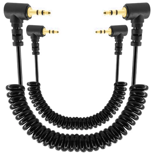 BERANMEY Coiled 2.5mm Audio Cable Adapter, 2 Pack 3FT/1M Retractable 90 Degree Right-Angled 2.5mm TRS Stereo Male to 2.5mm Male Mono Jack Headphone Speaker Audio Cord Gold Plated Plug 3 Pole