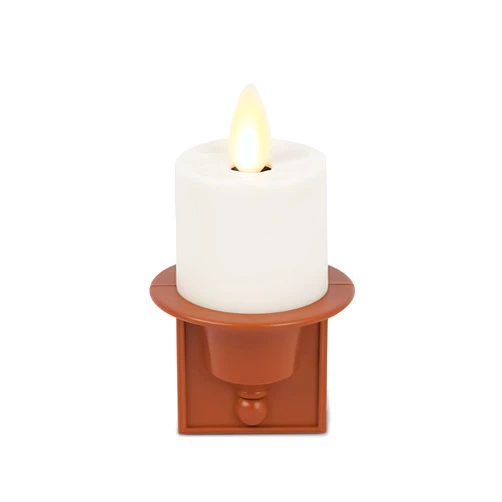 Luminara Flameless Candle Nightlight Patented Flickering Real-Flame Effect Plugs into Outlet - Dusk to Dawn Sensor Auto Switch On/Off (Baked Clay)