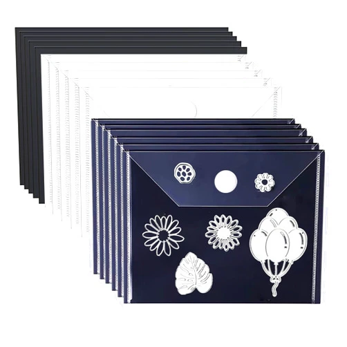 Briartw 20PCS/Set 10 PCS 0.5mm Thickness Magnetic Sheets and 10PCS 7x5inch Clear Plastic Storage Bags for Dies and Stamp Sets Collections Reusable Sturdy PVC Clear Storage Pockets and Cuttable Magnetic Sheets