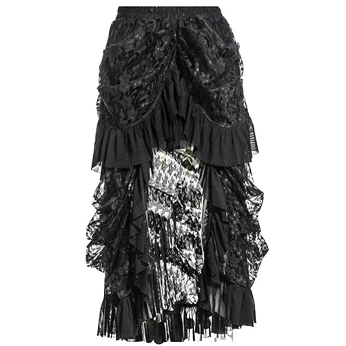 Coswe Women's Black Lace Victoria Gothic Long Maxi Skirt For Party