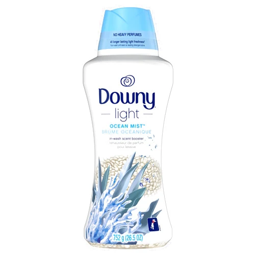 Downy Light Laundry Scent Booster Beads for Washer, Ocean Mist, 26.5 oz, with No Heavy Perfumes, Use with Fabric Softener