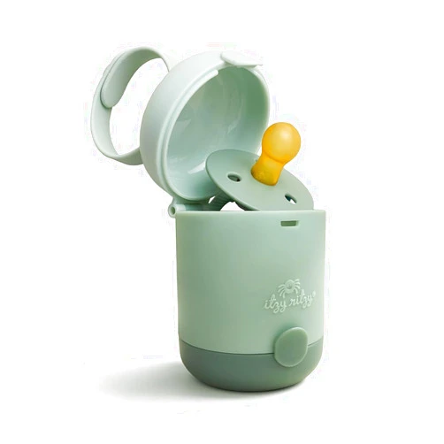 Itzy Ritzy Pacifier Holder - Dual-Sided Pacifier Case with Strap to Keep Clean & Dirty Pacifiers Separate, Paci Holder for Diaper Bag & Stroller (Pacifiers Not Included), Sage