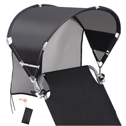 Minndudu Universal Chair Umbrella Canopy, Foldable Portable UPF 50+ Chair Sun Shade Attachment with Adjustable Clamp Fits Most Brands’ Beach, Outdoor, Travel, Camping, Patio, Tanning, Zero Gravity, Patented