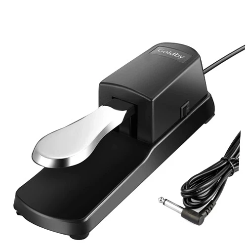 Goldby Piano Sustain Pedal, Universal Keyboard Foot Sustain Pedal for Yamaha, Casio, Roland, Korg Digital Pianos MIDI Keyboard Electronic Keyboards Electric Organ Synthesizer, 1/4 Inch Jack (Sliver)