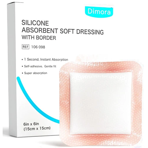 Dimora Silicone Super Absorbent Wound Dressings - Gentle Adhesive Bandages with Ultrasorb Polymer,Heavy Exudate Wound Care Pads 6