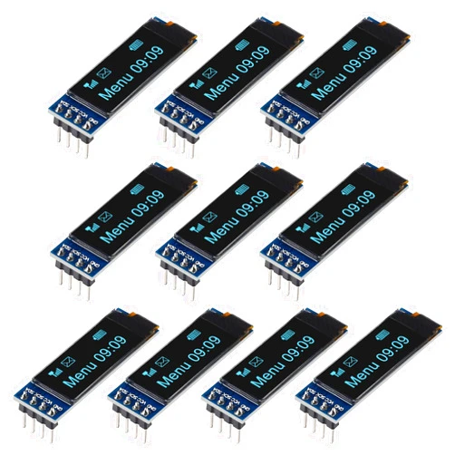 DWEII 10 Pieces I2C Display Module 0.91 Inch I2C OLED Display Module I2C OLED Screen Driver DC 3.3V~5V 4PINS for Arduino ESP32 ESP8266 AVR PIC STM32 for Raspberry pi (Blue Color)