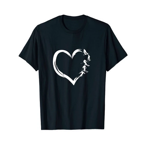 Skiing Ski Apres Skitour and Skitouring Gift Co Skiing Freeriding Design. Ski Gear and Slalom Race Heart T-Shirt