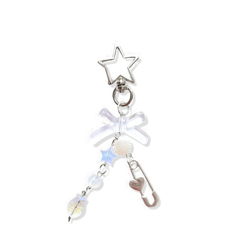 Meefisher Cute Y2K Aesthetic Charm Keychain Star Guitar Jellyfish Sea Shell Flower Accessories for Backpack Purse (White fish)