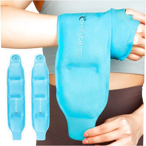 Comfytemp Wrist Ice Pack Wrap Carpal Tunnel Relief Wrist Brace, 2 Packs, FSA Eligible HSA, Gel Ice Packs for Injuries Reusable Wrap for Hand Pain, Hot Cold Compress Hand Brace, Men Women Recovery Item