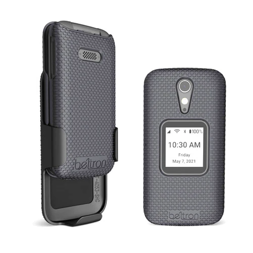 BELTRON Case with Belt Clip for GreatCall Lively Flip, Jitterbug Flip2 Cell Phone for Seniors, Protective Snap On Cover with Belt Clip Holder Combo for Jitterbug Flip2 / Lively (Model: 4053S) - Grey