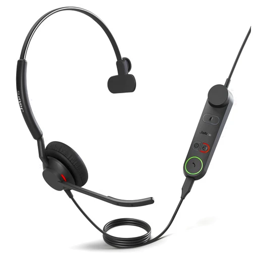 Jabra Engage 50 II Wired Mono Headset with Link Call Control - Noise-Cancelling 3-Mic Technology and USB-A Cable - Works with All Leading Unified Communications Platforms Such as Zoom & Unify - Black