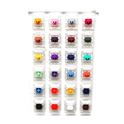 KPREPUBLIC 24 Switch switches Tester with Acrylic Base Blank keycaps for Mechanical Keyboard kailh Box Heavy pro Purple Orange Yellow Gold (Kailh 24 Switch Tester)