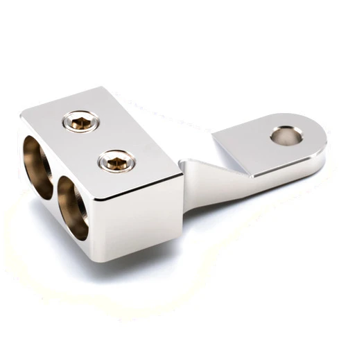 ILL Customz Dual 1/0 AWG Alternator Distribution Block Nickel Plated Aluminum 8mm Mounting Hole…